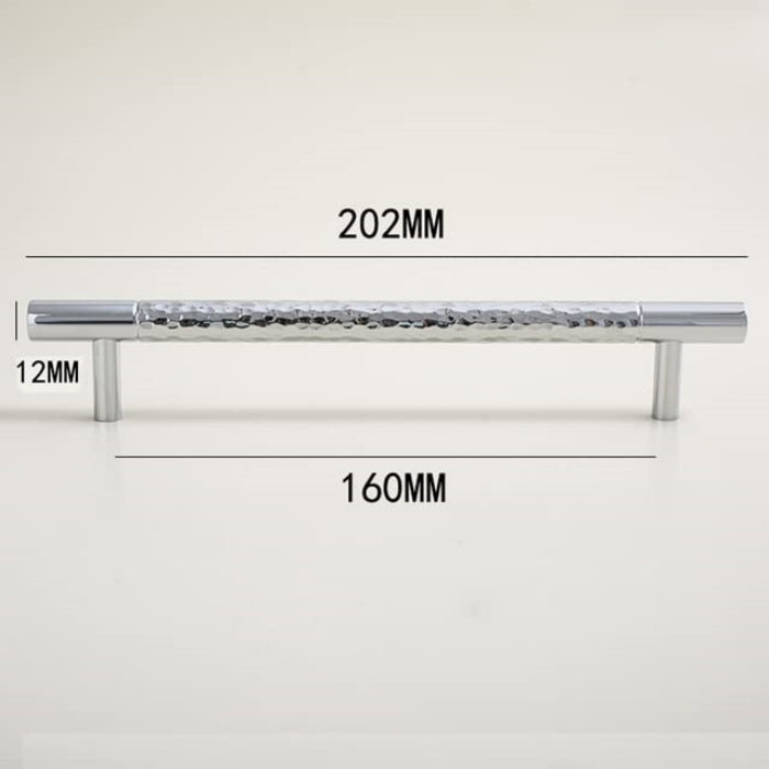Comforsyco Hammered Silver Cabinet Pulls, Brass Bar Handles