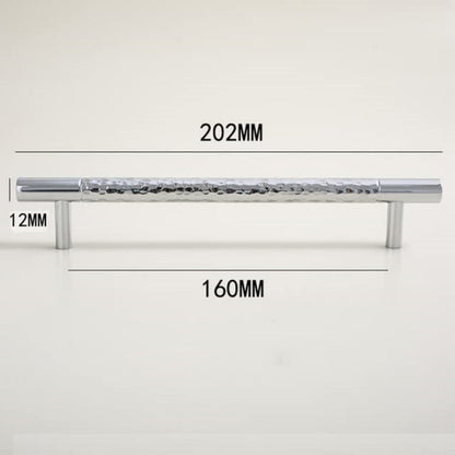 Comforsyco Hammered Silver Cabinet Pulls, Brass Bar Handles