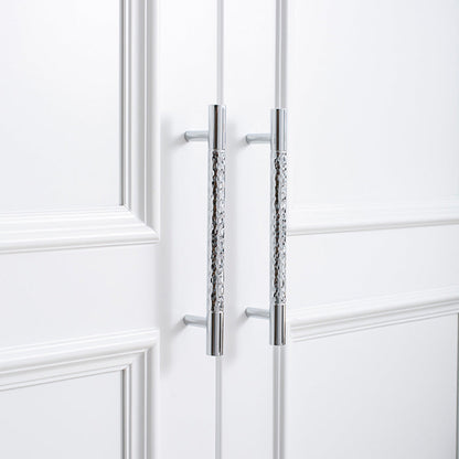 Comforsyco Hammered Silver Cabinet Pulls, Brass Bar Handles