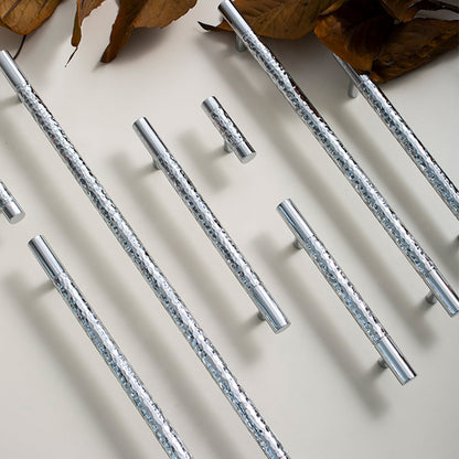 Comforsyco Hammered Silver Cabinet Pulls, Brass Bar Handles