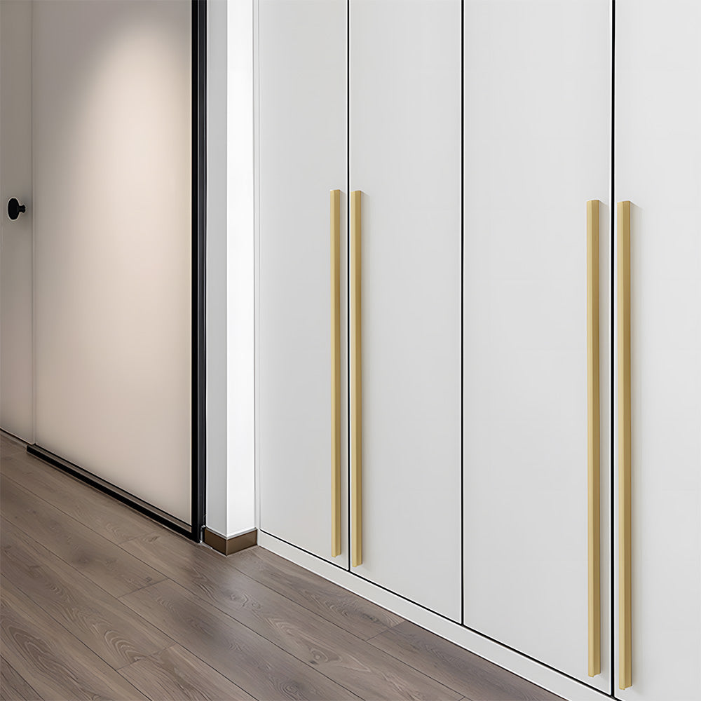 Comforsyco I-Shaped Brushed Gold Brass Cabinet Handles and Drawer Pulls