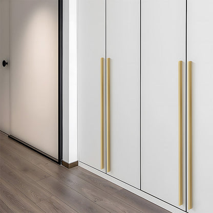 Comforsyco I-Shaped Brushed Gold Brass Cabinet Handles and Drawer Pulls