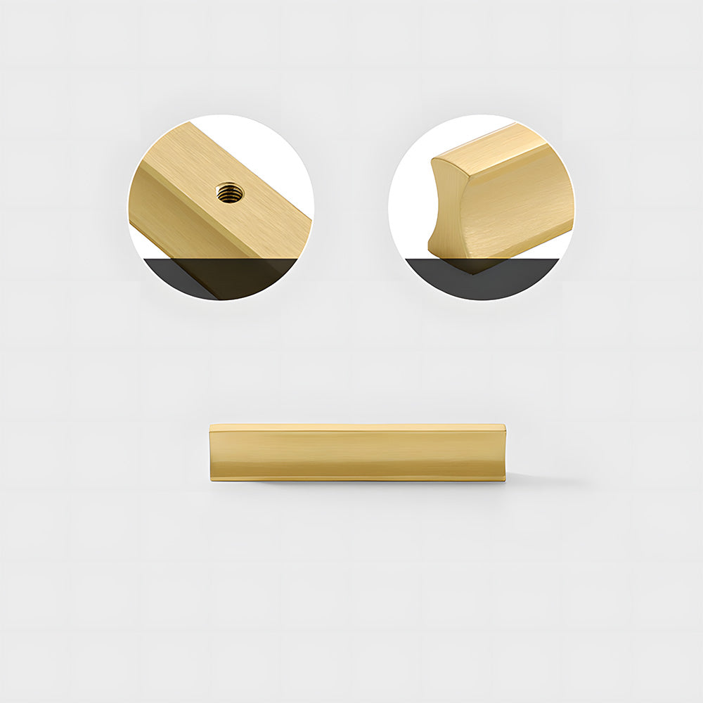 Comforsyco I-Shaped Brushed Gold Brass Cabinet Handles and Drawer Pulls