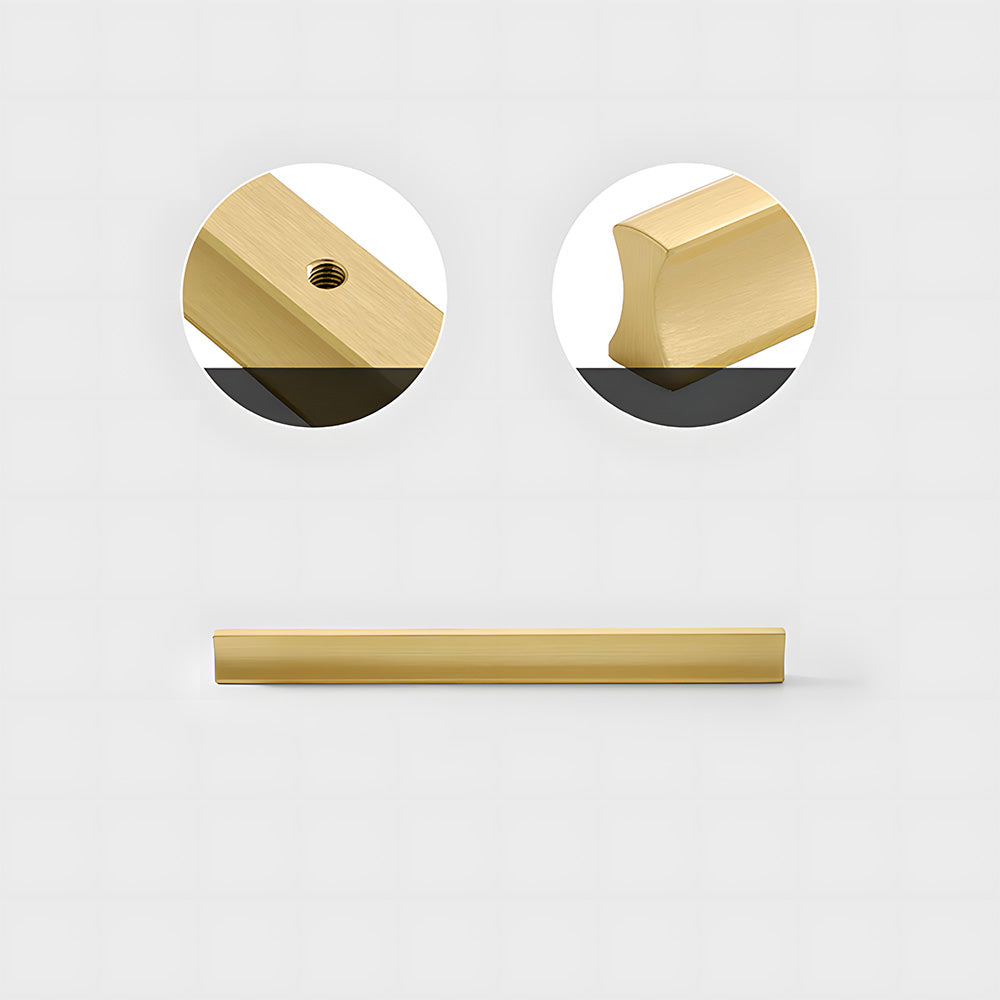 Comforsyco I-Shaped Brushed Gold Brass Cabinet Handles and Drawer Pulls