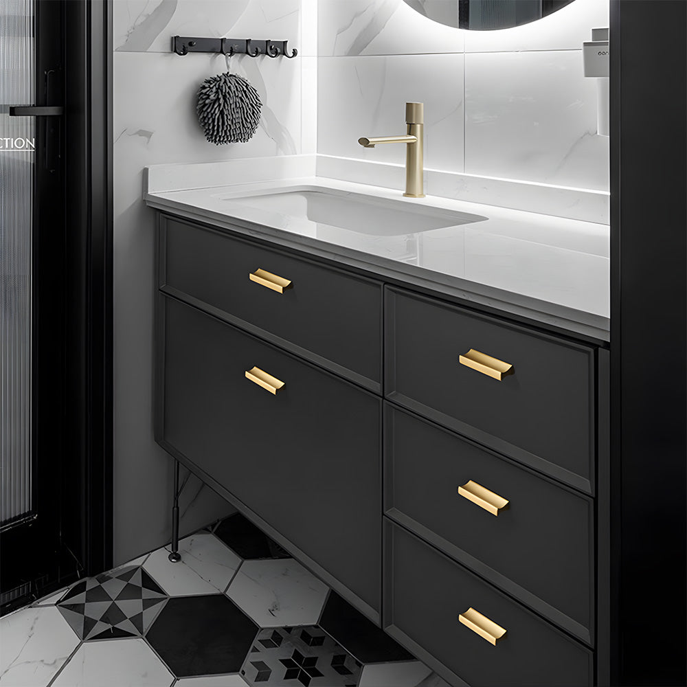 Comforsyco I-Shaped Brushed Gold Brass Cabinet Handles and Drawer Pulls