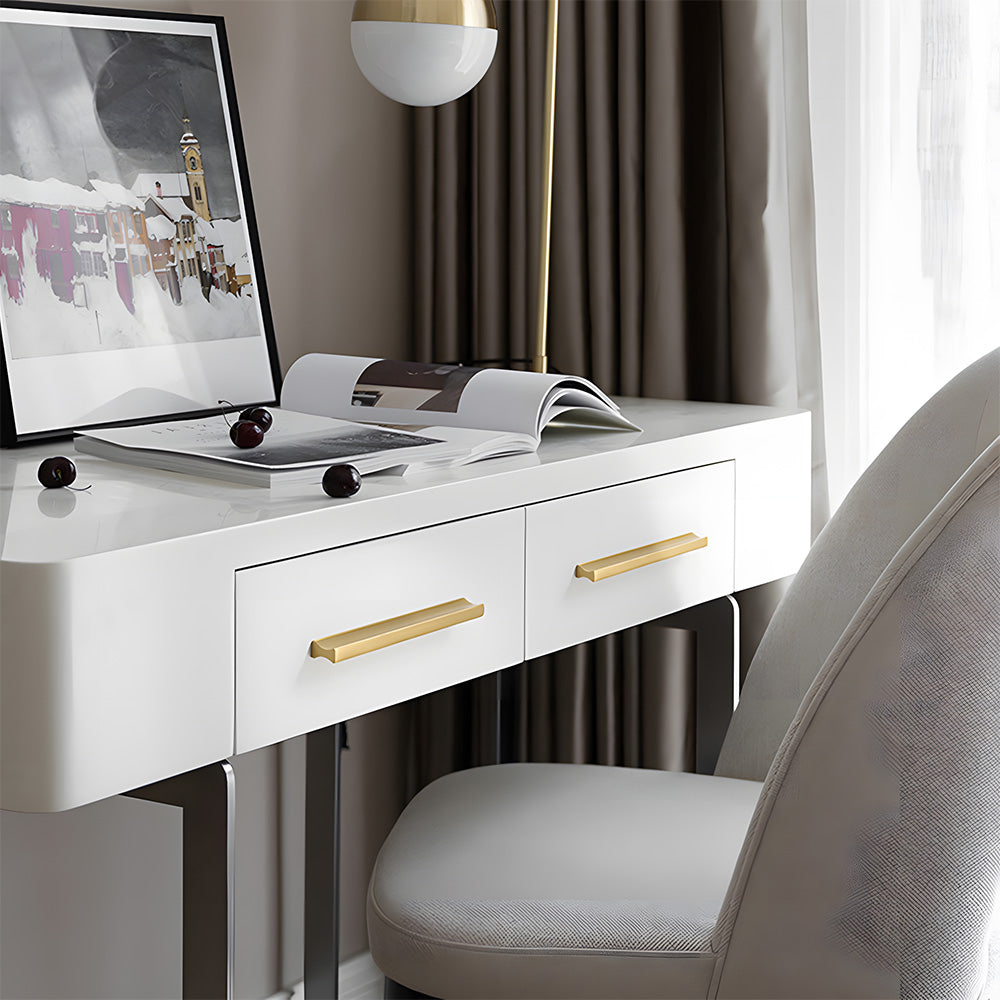 Comforsyco I-Shaped Brushed Gold Brass Cabinet Handles and Drawer Pulls