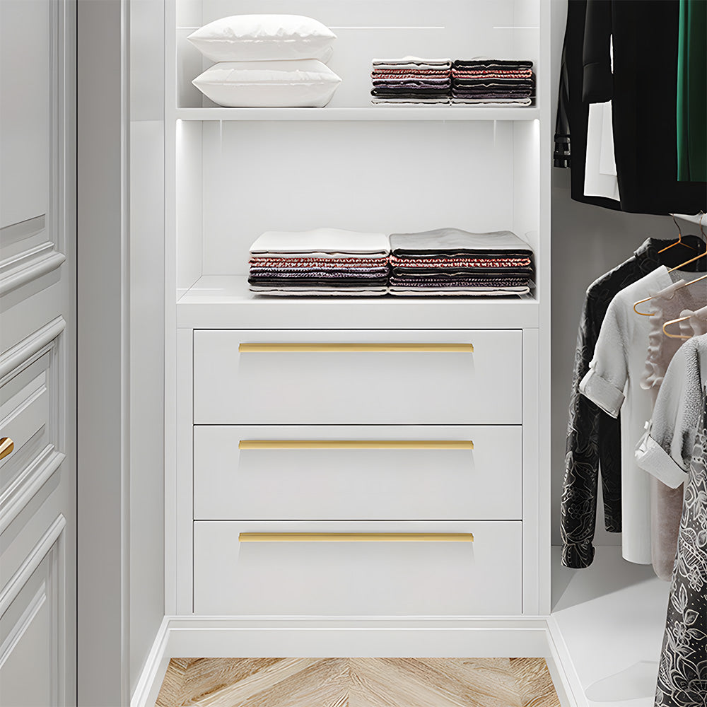 Comforsyco I-Shaped Brushed Gold Brass Cabinet Handles and Drawer Pulls