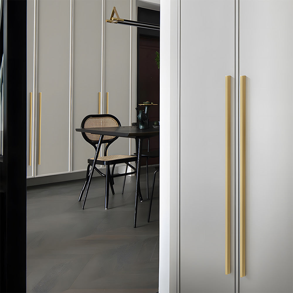 Comforsyco I-Shaped Brushed Gold Brass Cabinet Handles and Drawer Pulls