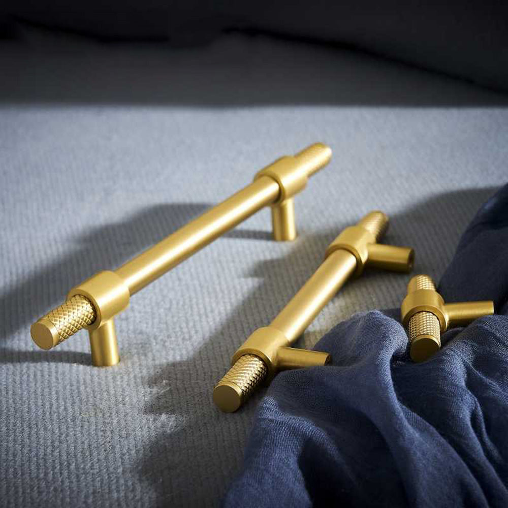 Comforsyco Knurled Brass Cabinet Handles and T-Bar Knobs