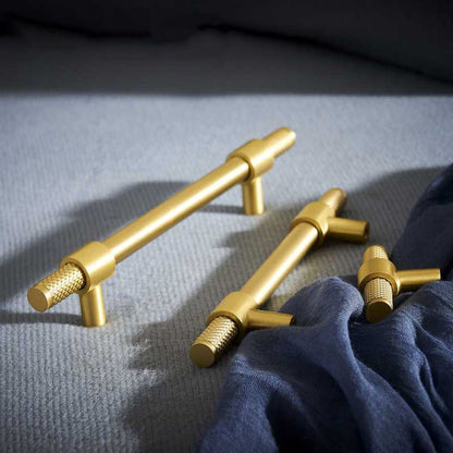Comforsyco Knurled Brass Cabinet Handles and T-Bar Knobs