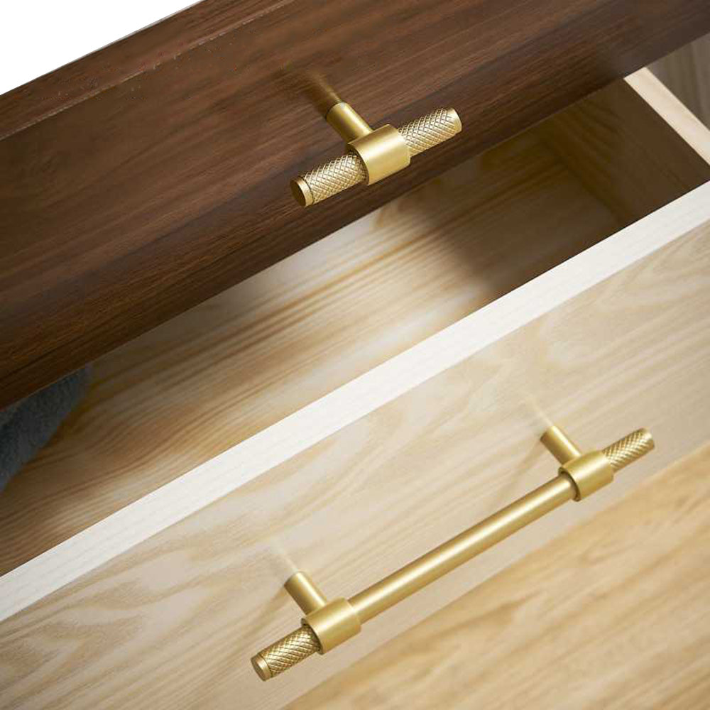 Comforsyco Knurled Brass Cabinet Handles and T-Bar Knobs