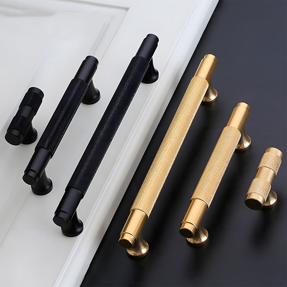 Comforsyco Knurled Round Bar Cabinet Pulls, Aluminum Alloy Handles