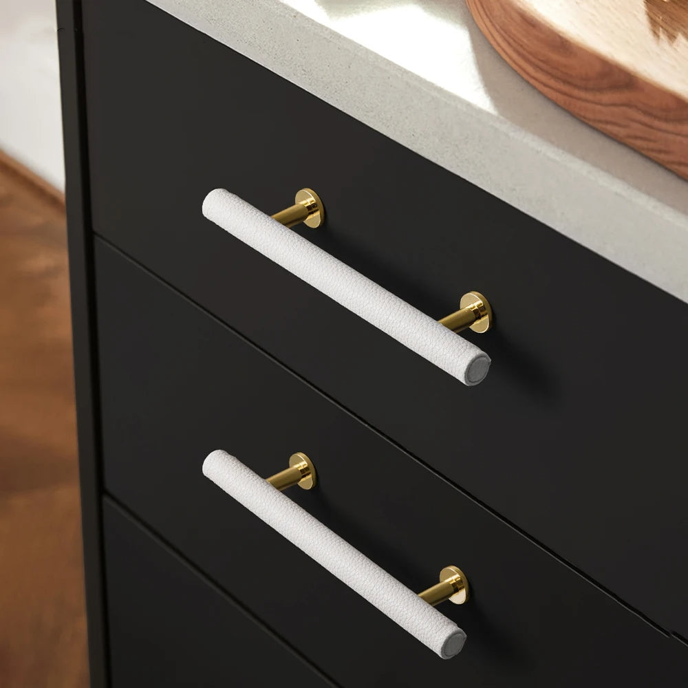 Comforsyco Leather Drawer Pulls Handles Wardrobe Dresser Knobs
