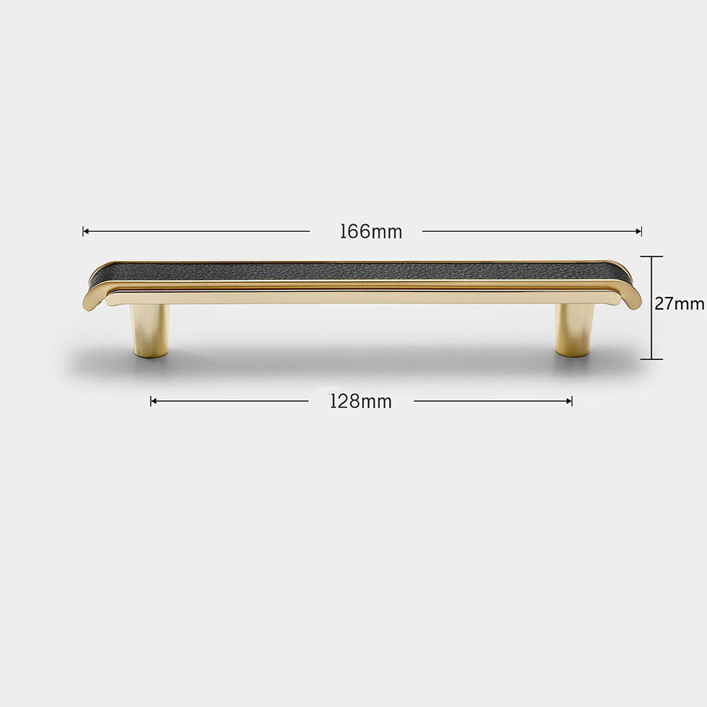 Comforsyco Leather Pattern Cabinet Pulls and Knob in Black / Gold