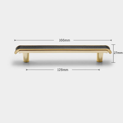 Comforsyco Leather Pattern Cabinet Pulls and Knob in Black / Gold