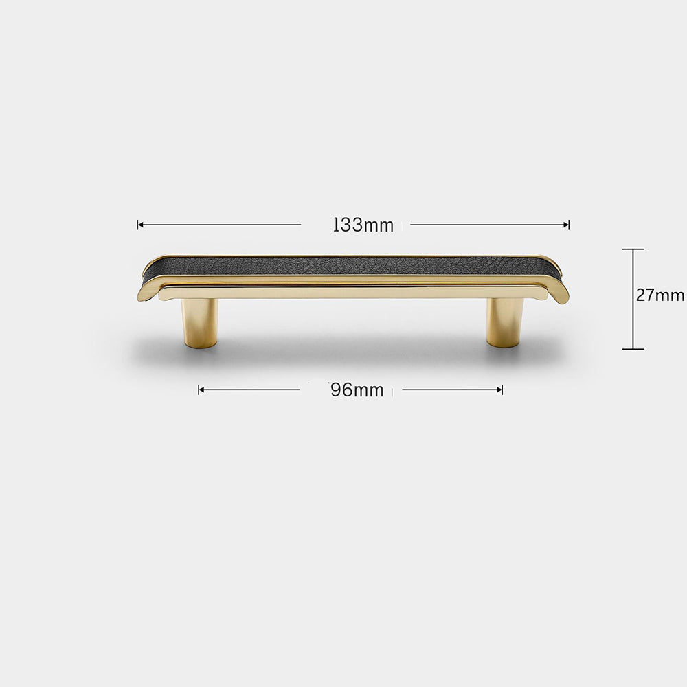 Comforsyco Leather Pattern Cabinet Pulls and Knob in Black / Gold
