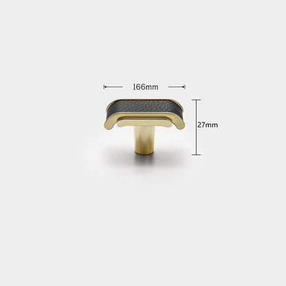 Comforsyco Leather Pattern Cabinet Pulls and Knob in Black / Gold