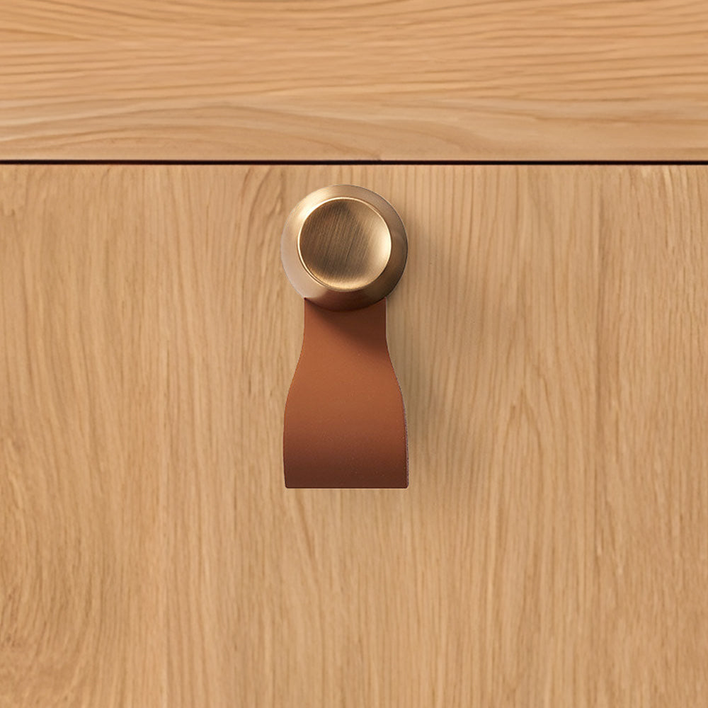 Comforsyco Leather Strap Cabinet Pulls and Knobs with Zinc Alloy Mounts