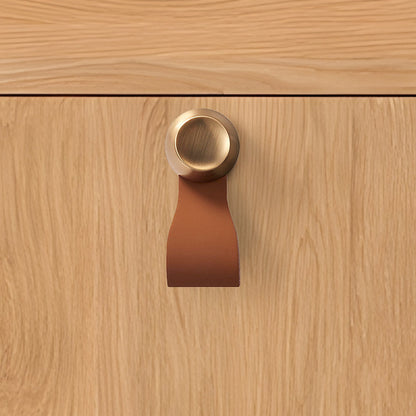Comforsyco Leather Strap Cabinet Pulls and Knobs with Zinc Alloy Mounts
