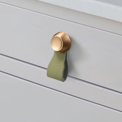 Comforsyco Leather Strap Cabinet Pulls and Knobs with Zinc Alloy Mounts