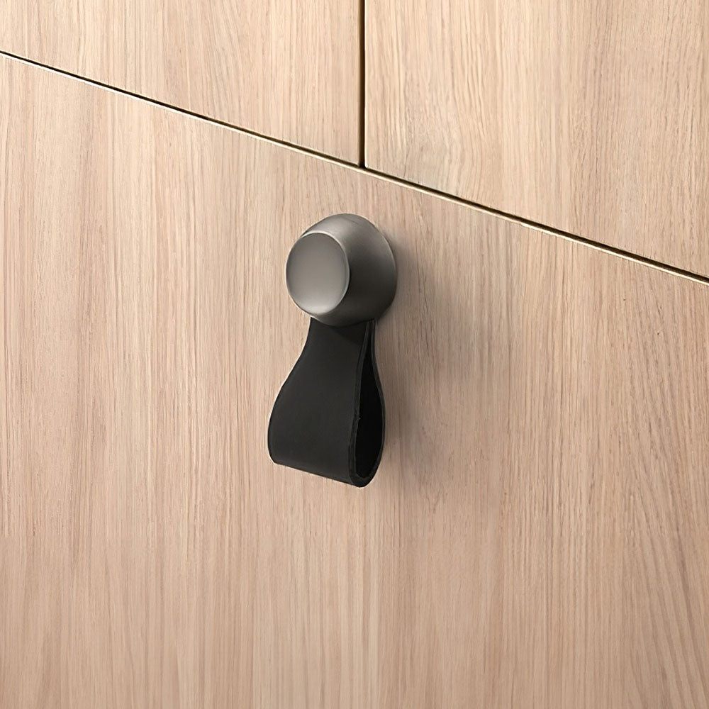Comforsyco Leather Strap Cabinet Pulls and Knobs with Zinc Alloy Mounts