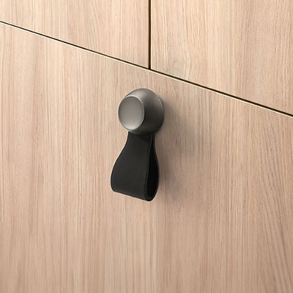 Comforsyco Leather Strap Cabinet Pulls and Knobs with Zinc Alloy Mounts