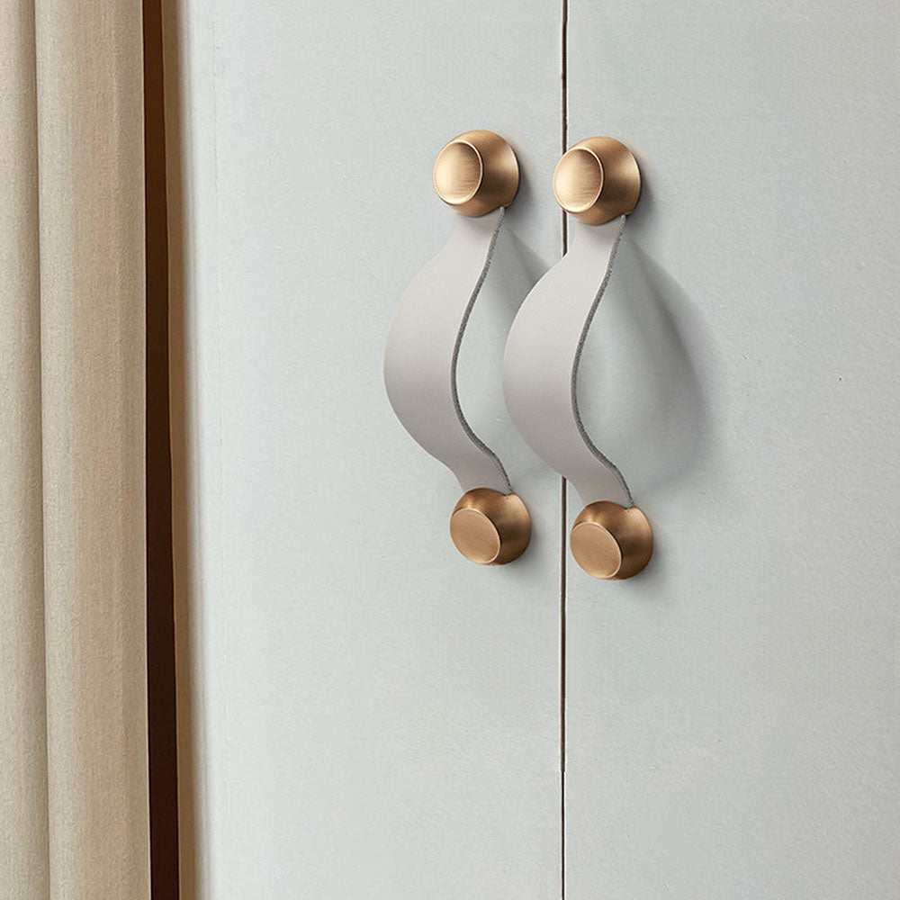 Comforsyco Leather Strap Cabinet Pulls and Knobs with Zinc Alloy Mounts