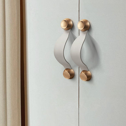 Comforsyco Leather Strap Cabinet Pulls and Knobs with Zinc Alloy Mounts