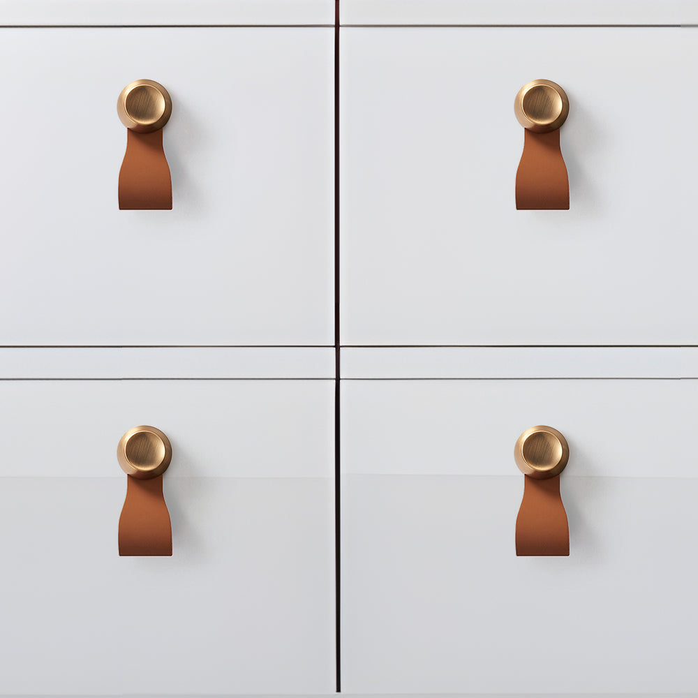 Comforsyco Leather Strap Cabinet Pulls and Knobs with Zinc Alloy Mounts