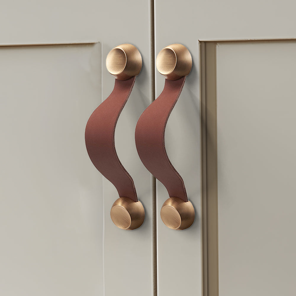 Comforsyco Leather Strap Cabinet Pulls and Knobs with Zinc Alloy Mounts