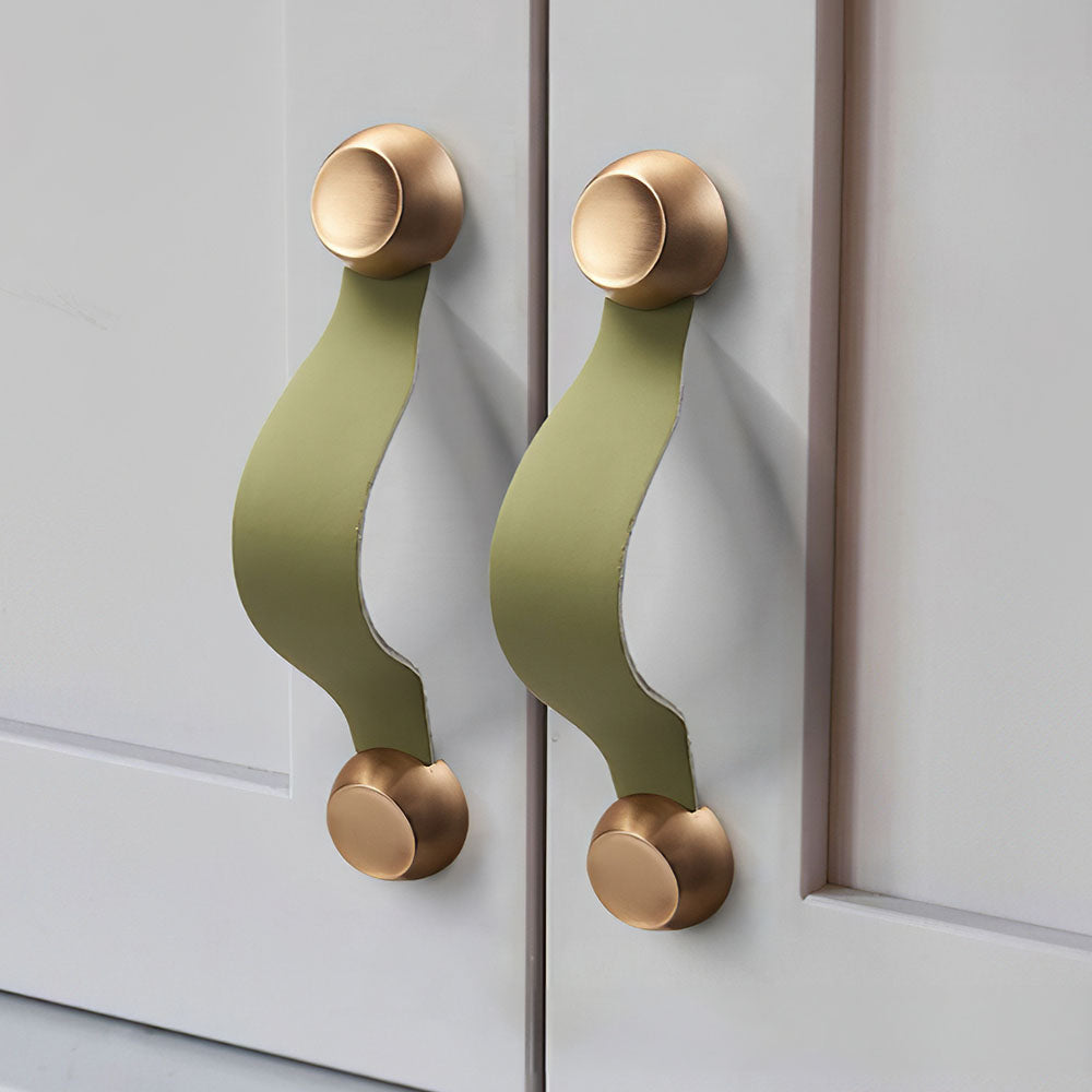 Comforsyco Leather Strap Cabinet Pulls and Knobs with Zinc Alloy Mounts