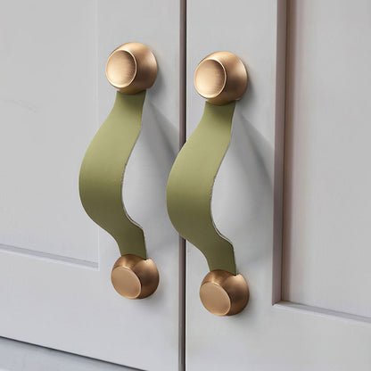 Comforsyco Leather Strap Cabinet Pulls and Knobs with Zinc Alloy Mounts