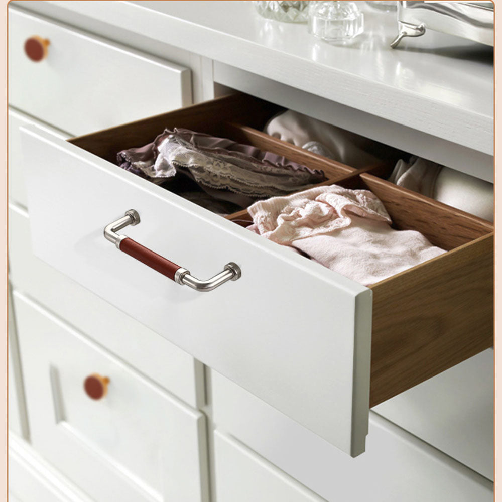 Comforsyco Leather Wrapped Brass Cabinet Pulls and Knobs