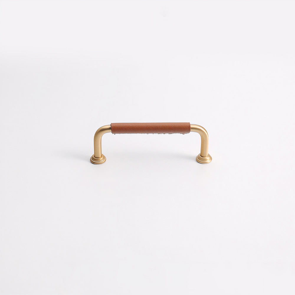 Comforsyco Leather-Wrapped Round Bar Cabinet Pulls and Door Handles