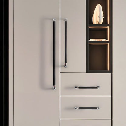 Comforsyco Leather-Wrapped Round Bar Cabinet Pulls and Door Handles