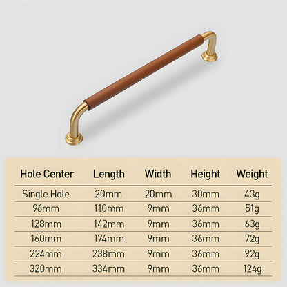 Comforsyco Leather-Wrapped Round Bar Cabinet Pulls and Door Handles