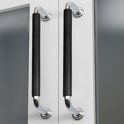 Comforsyco Leather-Wrapped Round Bar Cabinet Pulls and Door Handles
