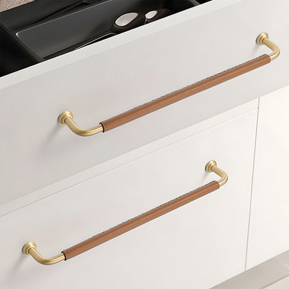 Comforsyco Leather-Wrapped Round Bar Cabinet Pulls and Door Handles