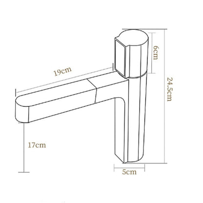Light Luxury Single Hole LED Temperature Display Pull Out Bathroom Sink Faucet with Dual Spray Modes