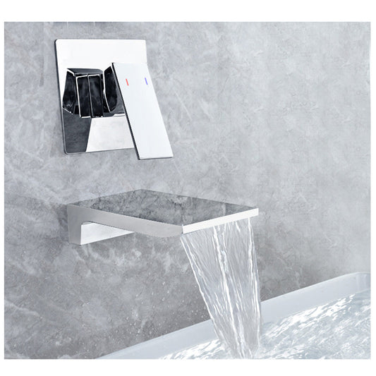 Lucento Minimalist Wall-Mounted Waterfall Bathroom Sink Faucet
