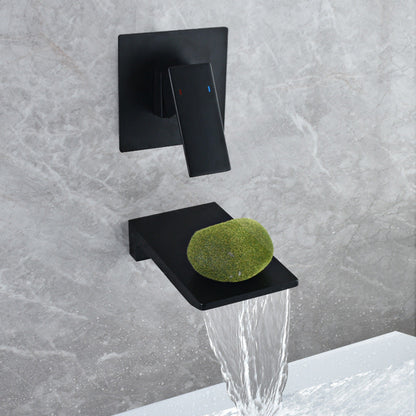 Lucento Minimalist Wall-Mounted Waterfall Bathroom Sink Faucet
