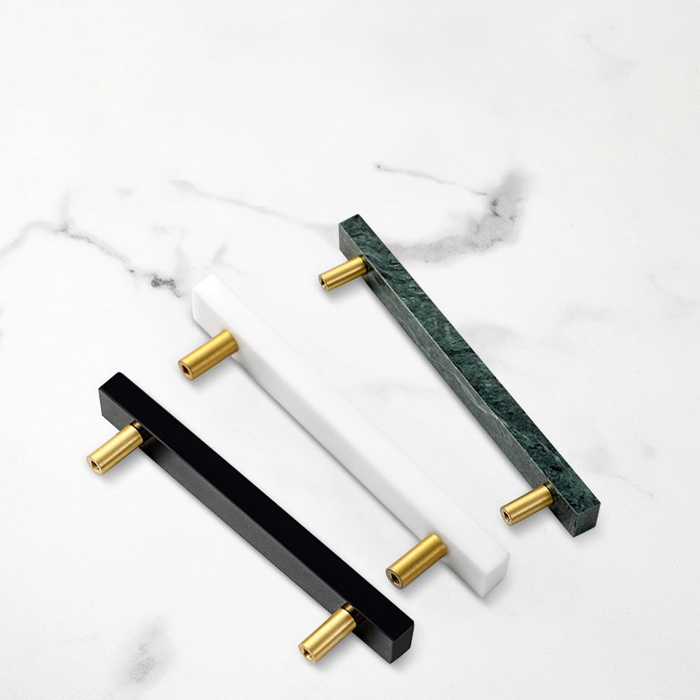 Comforsyco Marble-Look Square Cabinet Pulls and Single-Hole Handles