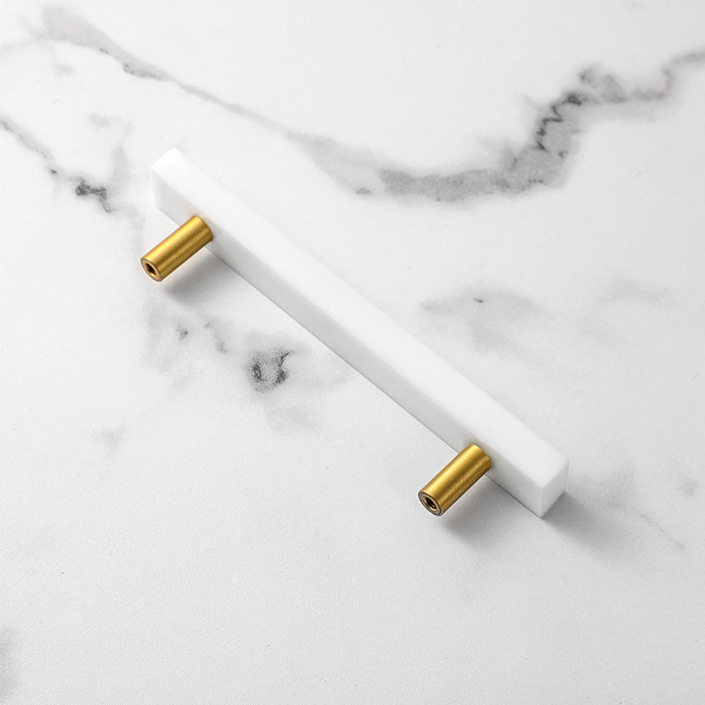 Comforsyco Marble-Look Square Cabinet Pulls and Single-Hole Handles