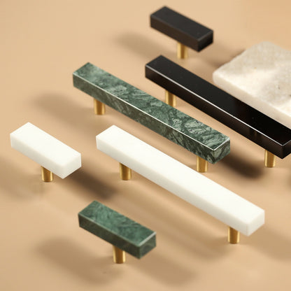 Comforsyco Marble-Look Square Cabinet Pulls and Single-Hole Handles