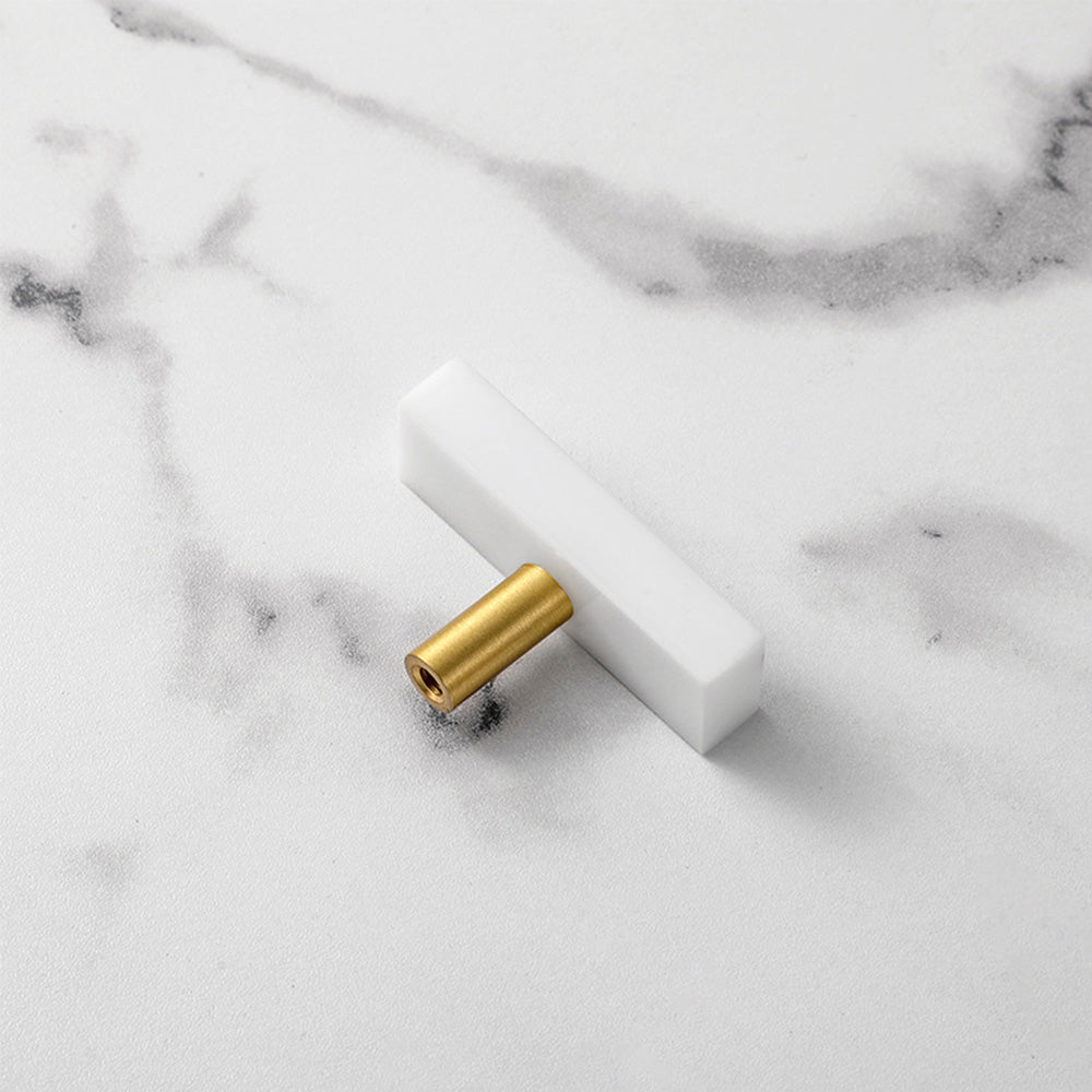 Comforsyco Marble-Look Square Cabinet Pulls and Single-Hole Handles