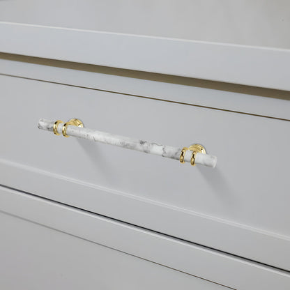 Comforsyco Marble Pattern T-Bar Cabinet Pulls with Gold Feet