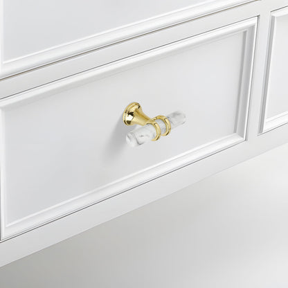 Comforsyco Marble Pattern T-Bar Cabinet Pulls with Gold Feet
