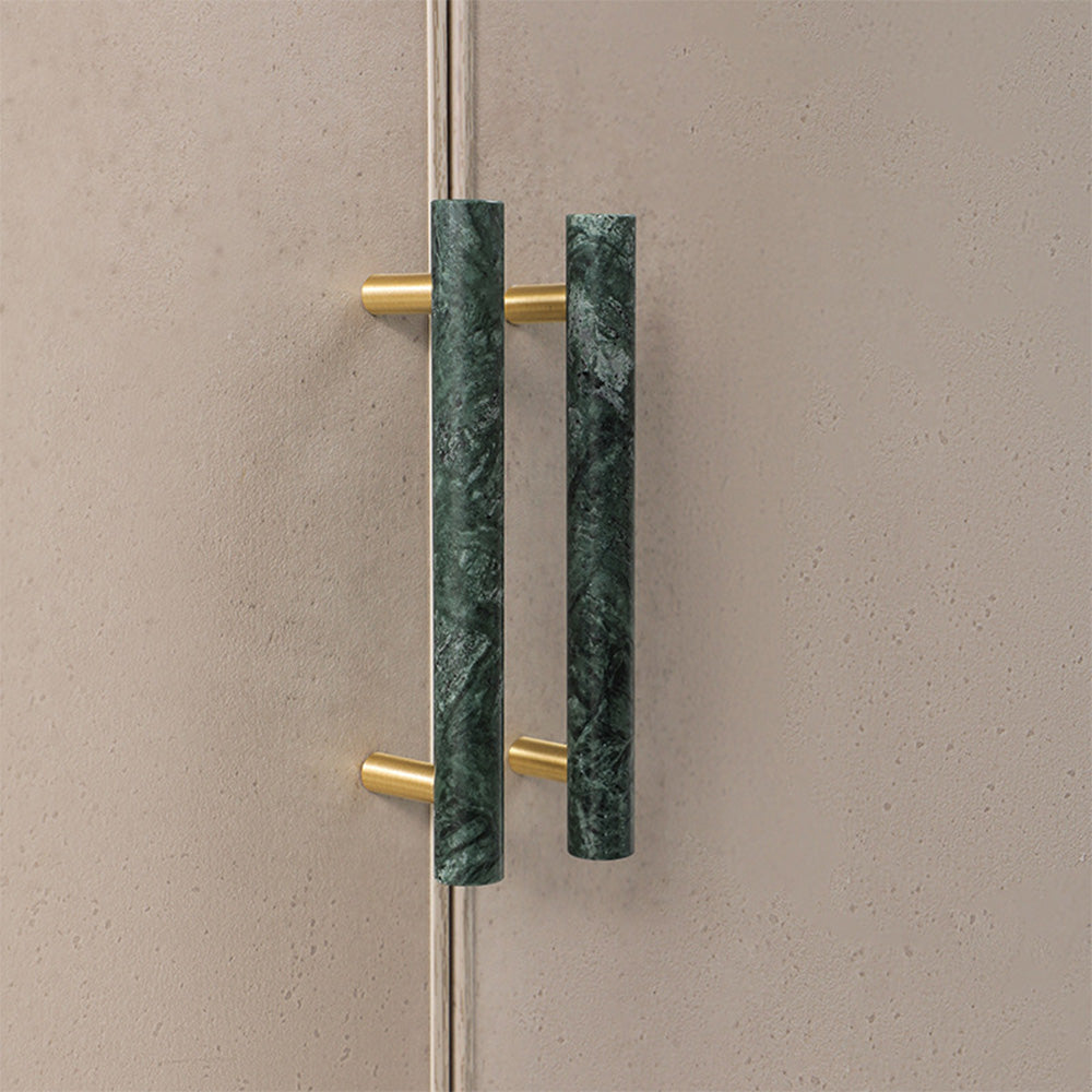 Comforsyco Marble T-Bar Cabinet Pulls with Gold-Tone Posts