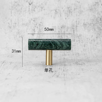 Comforsyco Marble T-Bar Cabinet Pulls with Gold-Tone Posts