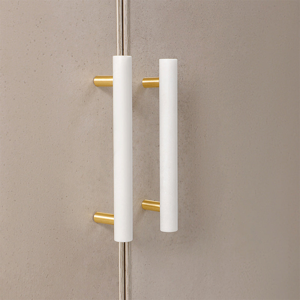 Comforsyco Marble T-Bar Cabinet Pulls with Gold-Tone Posts